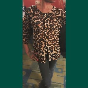 **2 for 15**Leopard sheer button up blouse